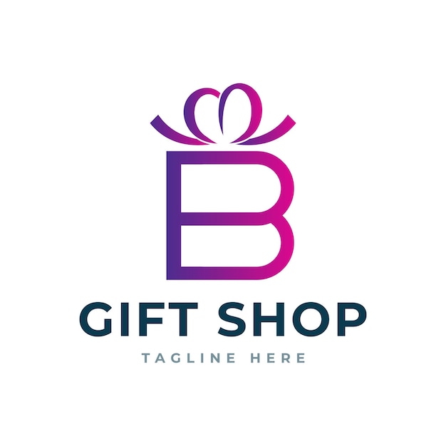 B letter gift shop creative lettering sign logo design template