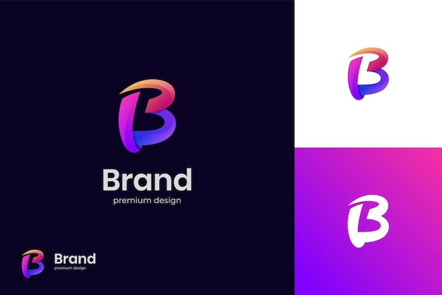 B letter gradient logo identiteitsontwerp abstract kleurrijke levendige vector logo sjabloon