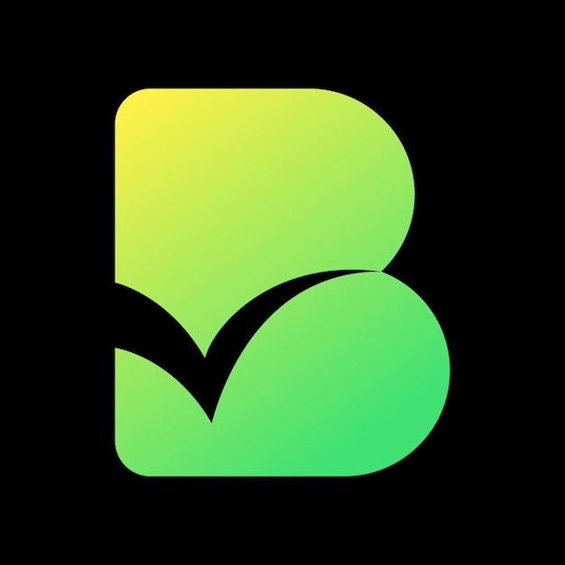 Vector b letter groen logo met vinkje erin