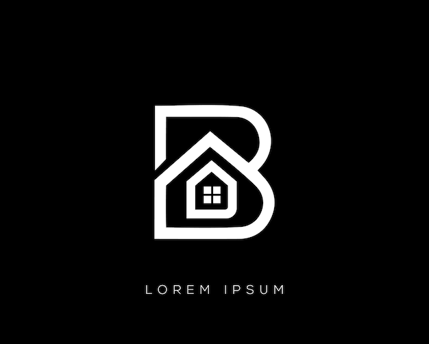 B letter home logo en huis symbool illustratie