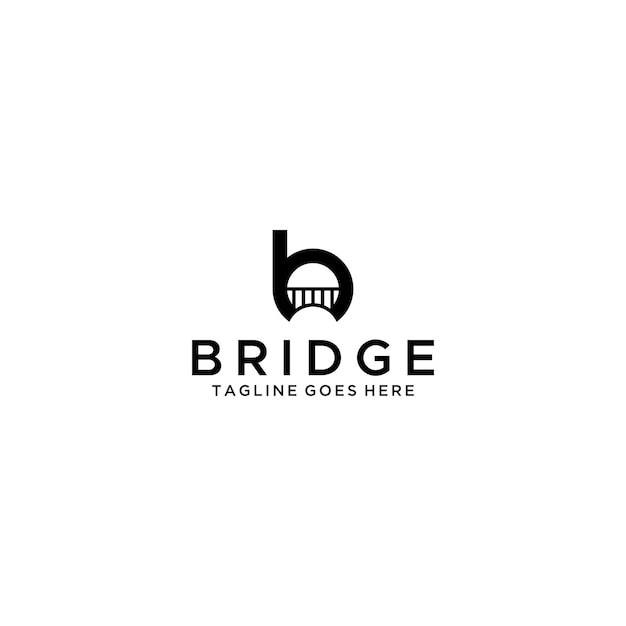 Design del logo dell'icona vettoriale del simbolo del ponte iniziale della lettera b