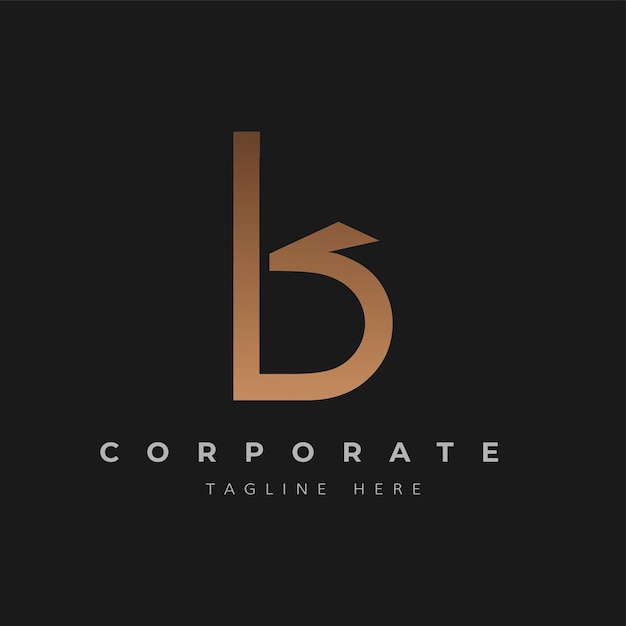 Буква B логотип начальный градиент золота концепция