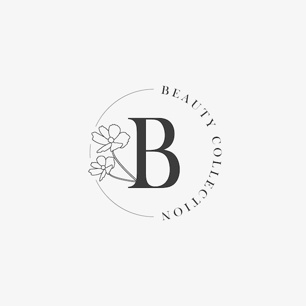 B Letter-logo met creatief bloemenconcept voor bedrijfsschoonheid, onroerend goed Premium Vector