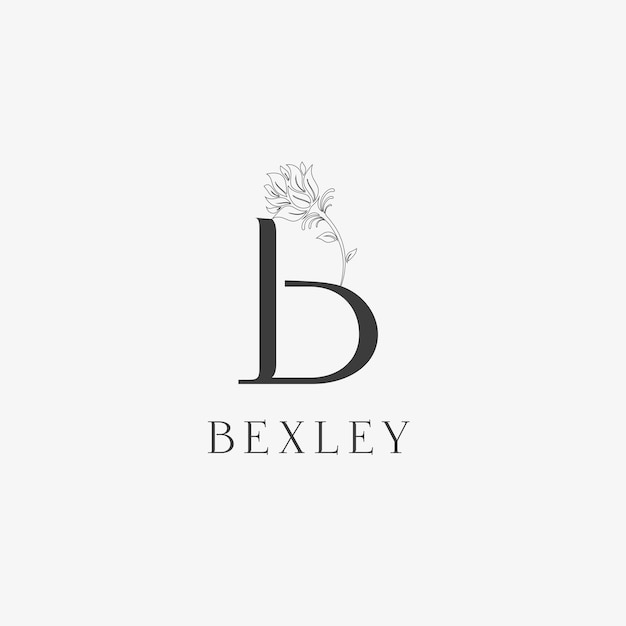 B Letter-logo met creatief bloemenconcept voor bedrijfsschoonheid, onroerend goed Premium Vector