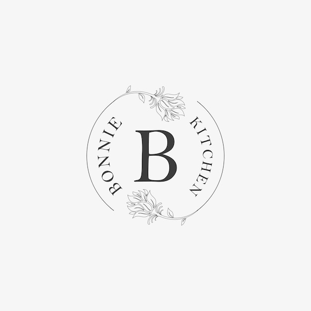 B Letter Logo with creative Floral concept for company business beauty real estate Premium Vector