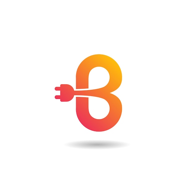 B letter logo with plug cable