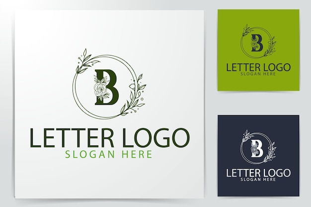 B letter Natural floral elegant decorative gradient style logo design template for branding corporate identity