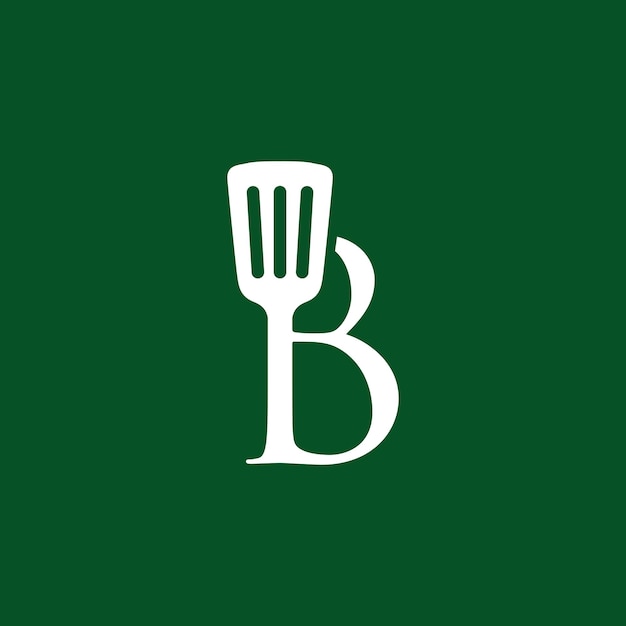 B letter spatula kitchen restaurant chef logo vector icon illustration