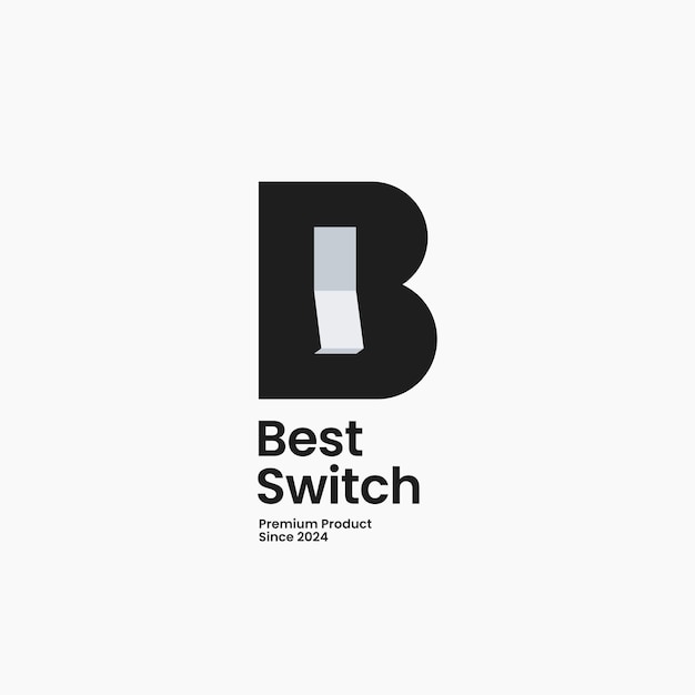 B letter with light switch button vector logo design Isolated object on background