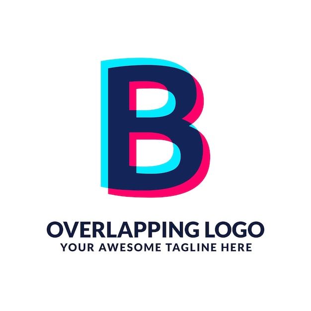 B levendige en kleurrijke overlay overlap letter logo alfabet pictogram illustratie