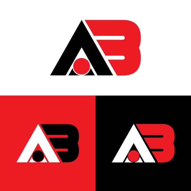 A b logo ab letter logo design con colore nero e rosso