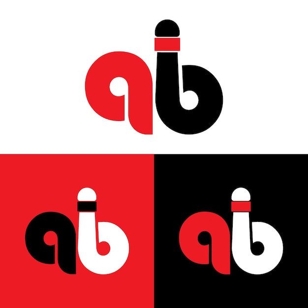 A b logo ab letter logo design con colore nero e rosso