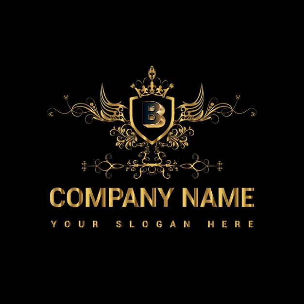 B logo Antique retro luxury victorian calligraphic emblem B logo with ornamental frame premium vect