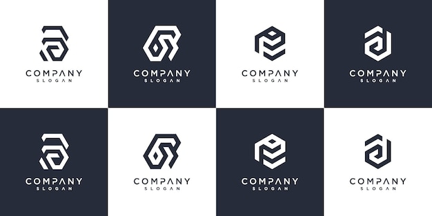 Коллекция логотипов B в современном креативном стиле Premium векторы