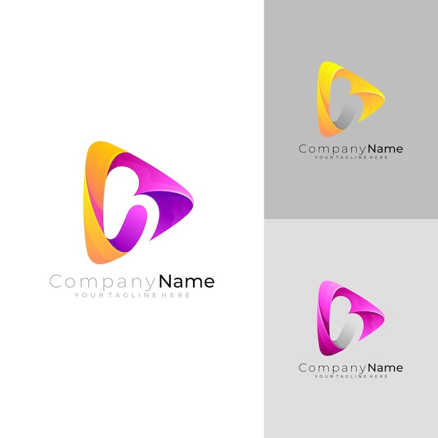 B logo and play design combination audio logos