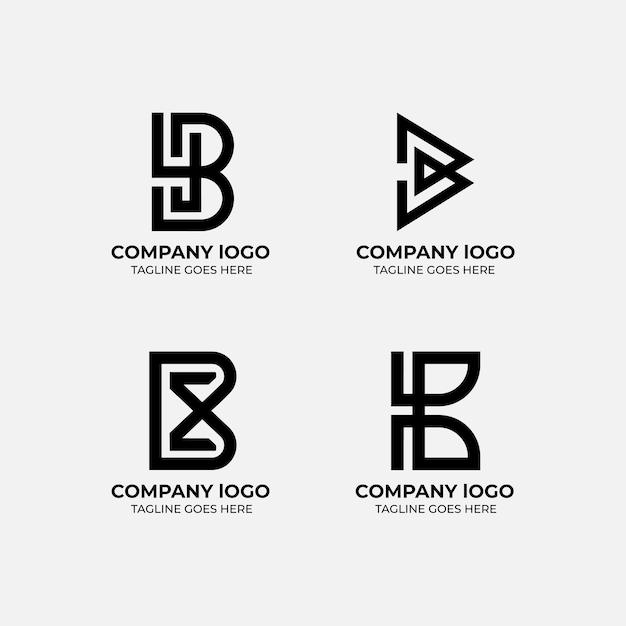 Vettore b logo set flat design template collection (collezione di modelli di design piatto)