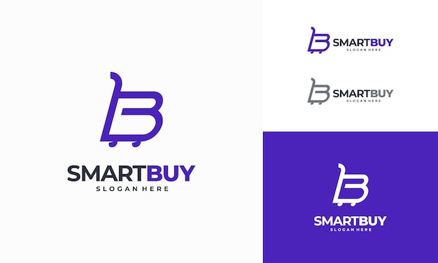 B Shopping Cart logo designs concept vector Simple Icon b Shopping logo
