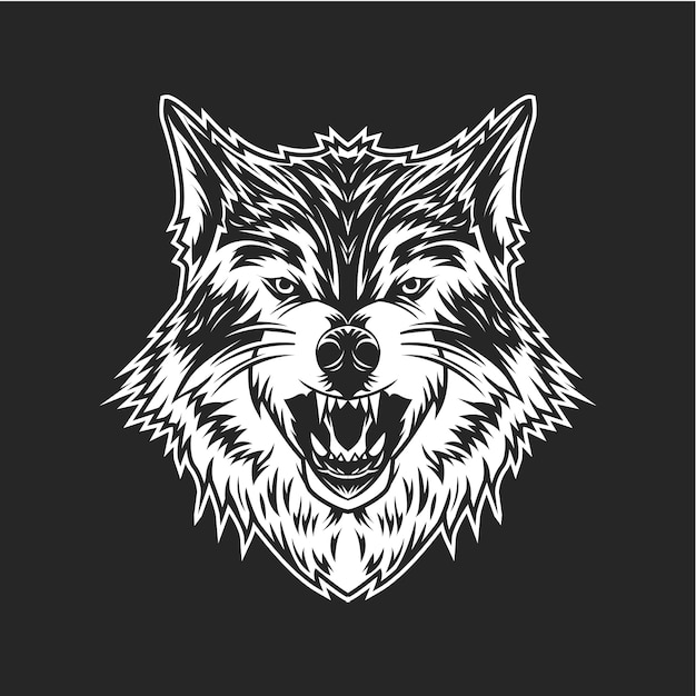 b&w Wolf head