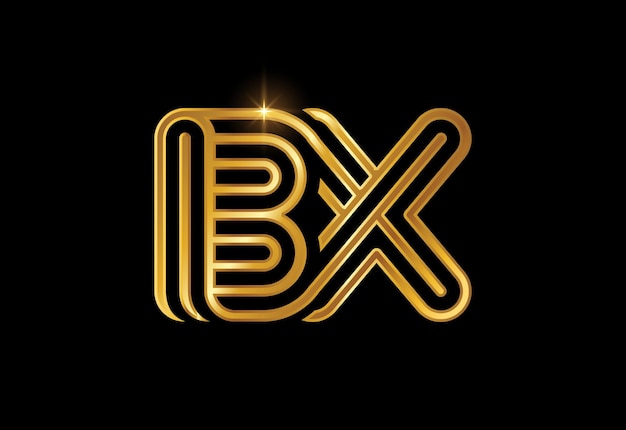 Vector b and x combination lines letter logo creative line letters design template