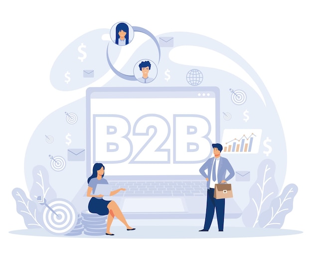 Vector b2b business to business concept successful business collaboration flat vector modern illustration