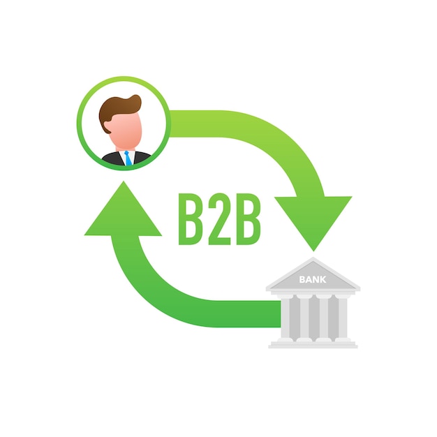 B2B-verkoper die producten verkoopt Business-to-business-verkoop B2B-verkoopmethode Vectorillustratie