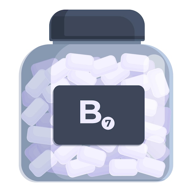 B7 dietary supplement jar icon cartoon vector package label