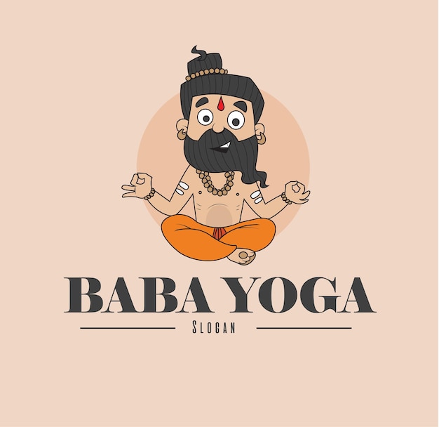 Vettore disegno di logo di vettore di baba yoga