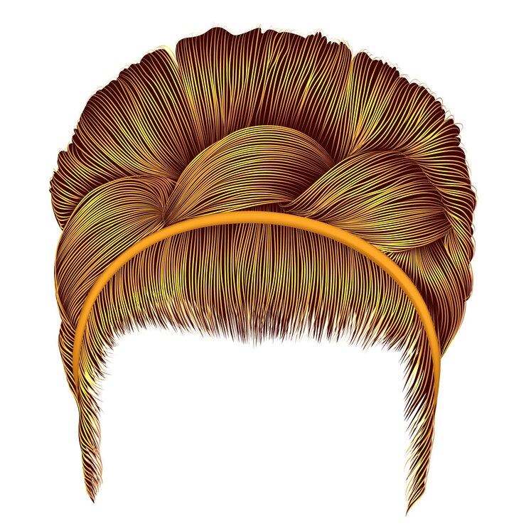 वेक्टर babette of hairs with pigtail bright yellow colors. trendy women realistic 3d. retro hairstyle. 