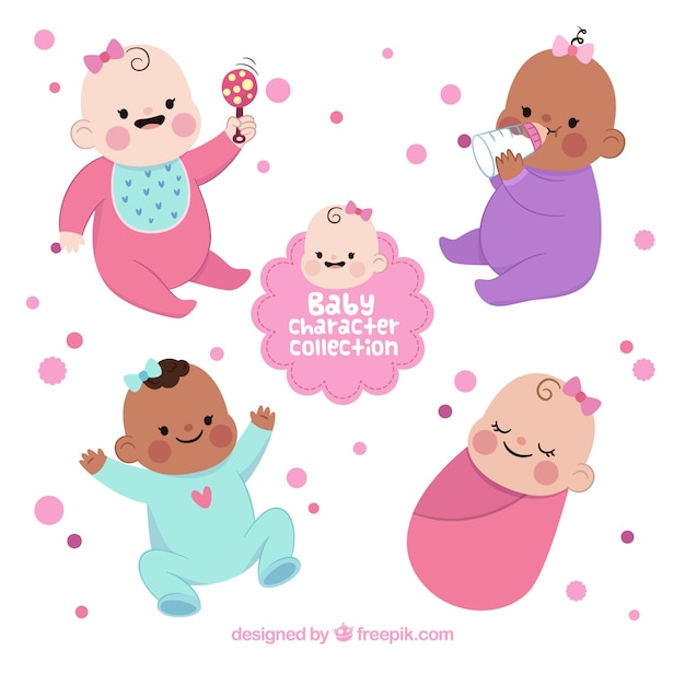 Collezione disegnata in stile babies in mano