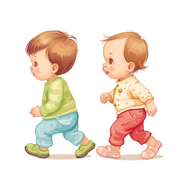 Vector babies_walking_vector_illustration