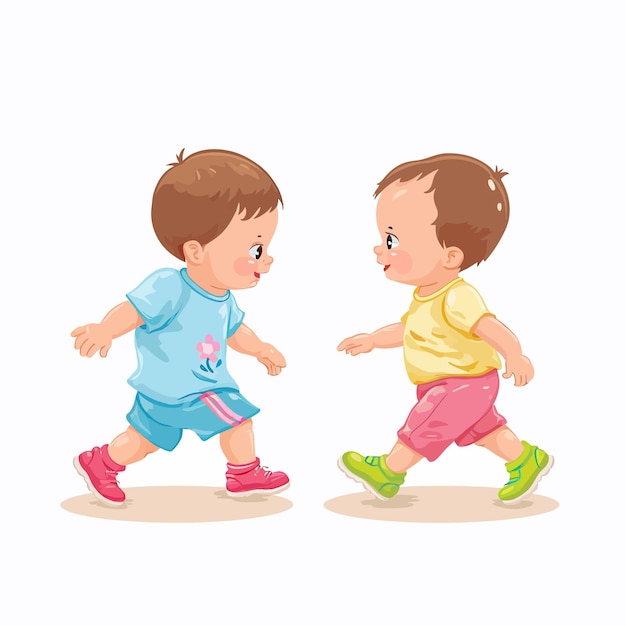 Babies_walking_Vector_illustration (赤ちゃんが歩いているベクトル・イラスト)