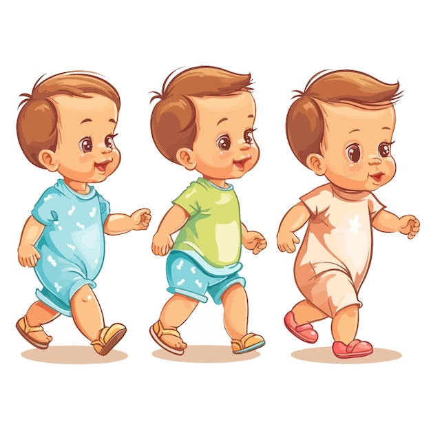 ベクトル babies_walking_vector_illustration (赤ちゃんが歩いているベクトル・イラスト)