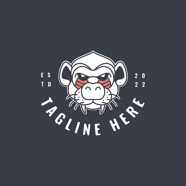 Голова бабуина и векторная футболка с логотипом обезьяньего зоопарка