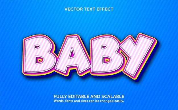 Baby 3d editable text effect high quality design