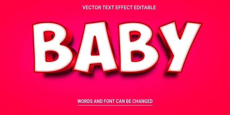 Baby 3d редактируемый текстовый эффект с фоном