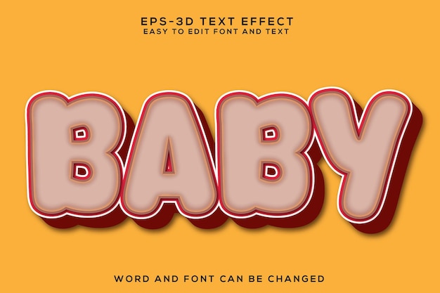 Baby 3d text effect and editable