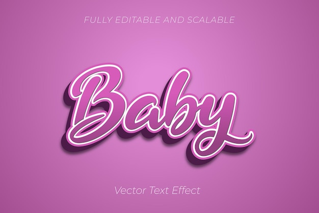 Baby 3d text effect vector