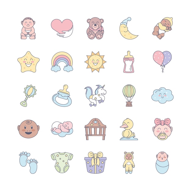 Vector baby adorable icons