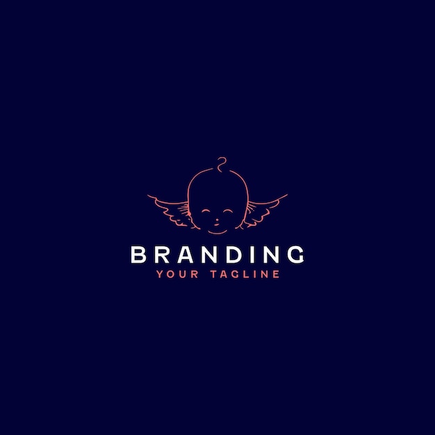 Baby angel Head Logo Design Template