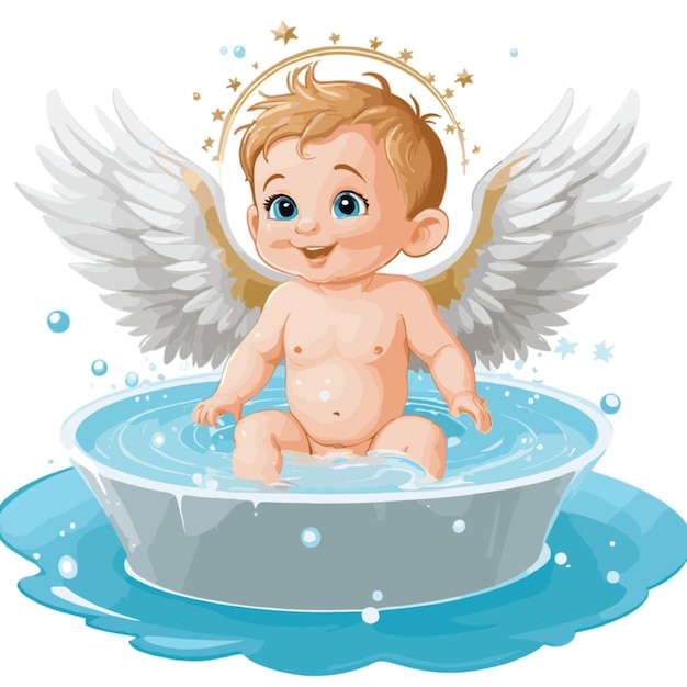 Vector baby angel vector on a white background