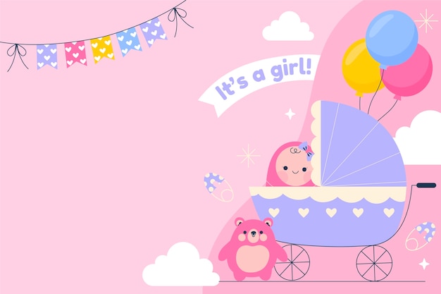 Vector baby announcement baby girl background