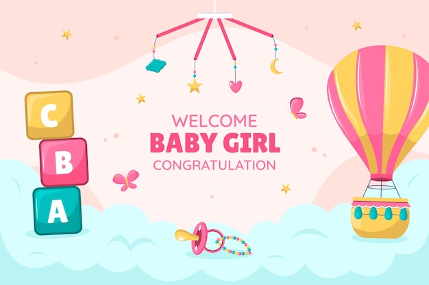 baby announcement baby girl background