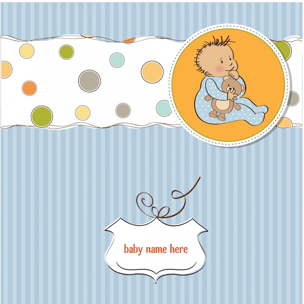 Baby announcement card with little boy