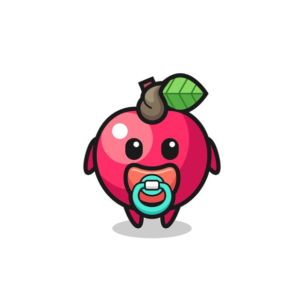 Baby apple stripfiguur met fopspeen, schattig stijlontwerp voor t-shirt, sticker, logo-element