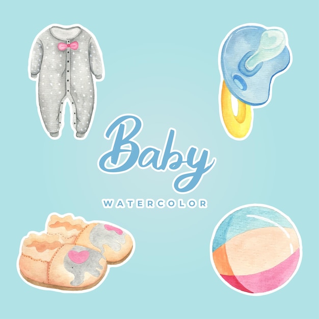 Vector baby aquarel sticker