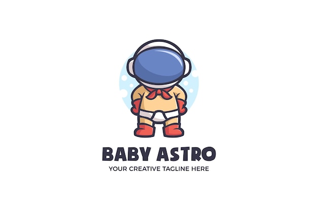 Baby astronaut galaxy spaceship mascot character logo template