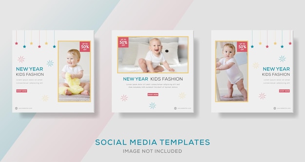 Modello di banner per bambini per media social post premium vector