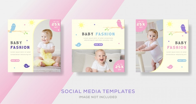 Baby banners for instagram social media post template