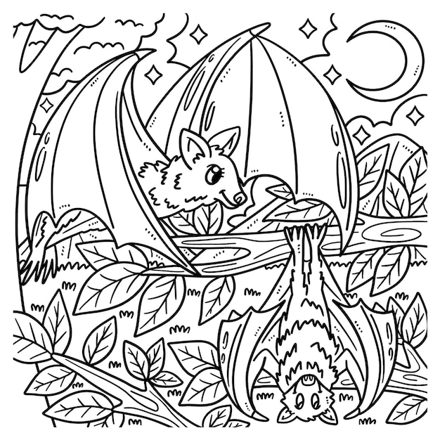 Vector baby bat isolated coloring page for kids