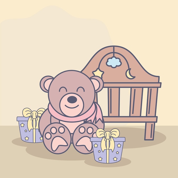 아기 곰과 아기 침대